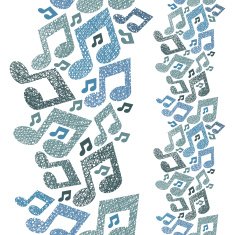 Music theme seamless pattern with notes vertical composition N3