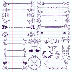 Vintage hand drawn design elements set 2 School notebook
