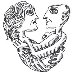 Hugging Couple Love Drawing