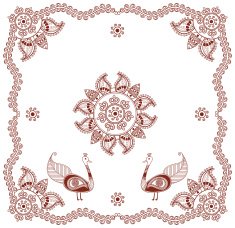 henna peacock mandala with frame N3