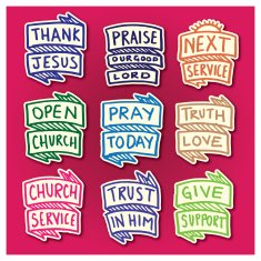 Religious sticker icon set