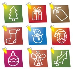Christmas icon blocks with lights