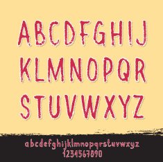 Red Grunge Letters and Numbers