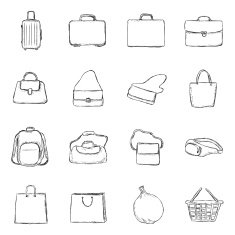 Vector Set of Sketch Bags Icons