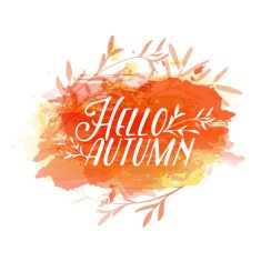 Template design of stamp silhouette Hello Autumn Watercolor orange texture
