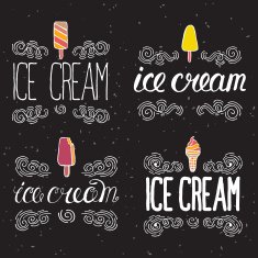 vector labels with ice cream