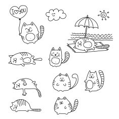 Funny doodle cats sketch N3