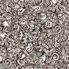 Cartoon vector hand-drawn doodles on the subject of Halloween N12