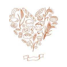Doodles Bread Baking Vector Set in Heart shaped N8