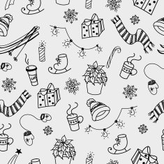 Winter doodles seamless pattern N2