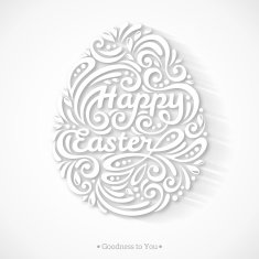 Abstract Happy Easter Lettering in Form of Egg N2