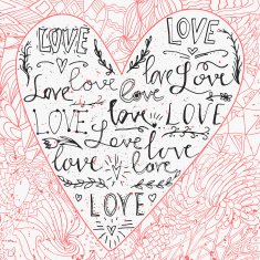 Valentines card with line heart and love phrase N2