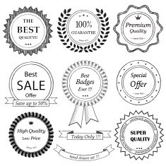 Set of hand drawn badges Doodle style