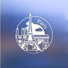 Linear round icon of Paris France Flat one line style