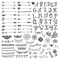 Set of vintage sketch elements N7