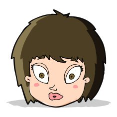 cartoon surprised female face N98