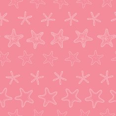 Starfish pink pastel stripe line art seamless pattern background