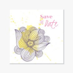 Wedding invitation card template with hand drawn flower and watercolor N2