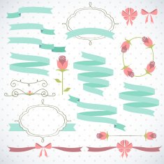 Set of retro ribbons and frames