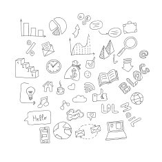 Vector set of hand drawn social doodles