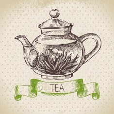 Tea vintage background Hand drawn sketch illustration Menu des N29