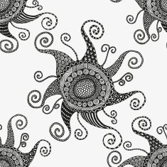 Seamless pattern with artistically Sun