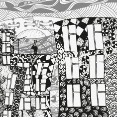 Street background Vector sketches of artistically houses N2