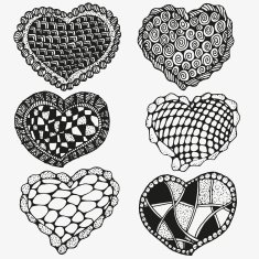 Set of cute hearts Artistically drawn