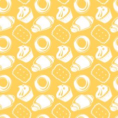 Seamless pattern outline delicious pastries