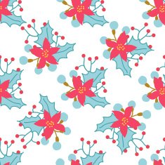Seamless Christmas and New Year pattern with cute winter flowers