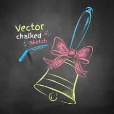 Color chalk drawn school bell