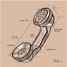 vector sketch illustration - telephone handset N6