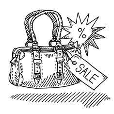Women's Handbag Store Sale Label Drawing