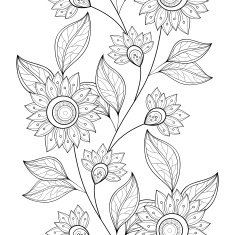 Vector Seamless Monochrome Floral Pattern N257