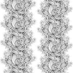 Vector Seamless Monochrome Floral Pattern N258