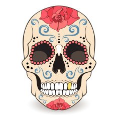 Day of The Dead Sugar Skull with floral ornament