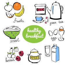 Set of vector objects Healthy breakfast