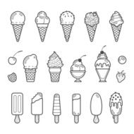 Vector icon set of yummy ice cream
