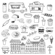 Fast Food hand drawn doodle set N2