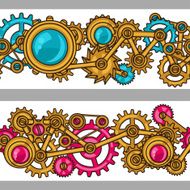 Steampunk seamless pattern of metal gears in doodle style N5