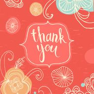 hand drawn thank you card with abstract background