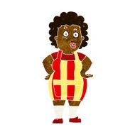 cartoon woman in kitchen apron N14
