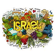 Israel hand lettering and doodles elements background N5