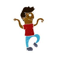 cartoon happy man doing funny dance N27