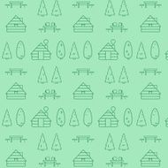 Summer Vacation Eco Tourism Camping in Forest Seamless Vector Background