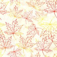 Seamless pattern with watercolor maple leaves