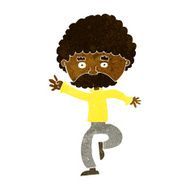 cartoon mustache man disco dancing N15