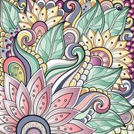 Vector Colored Floral Background Hand Drawn Texture N81