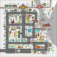 Doodle city map Isolated N3