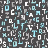 Seamless pattern with letters on grey background Hand drawn alp